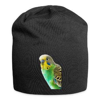 Wellensittich - Jersey-Beanie - Schwarz - Vorne