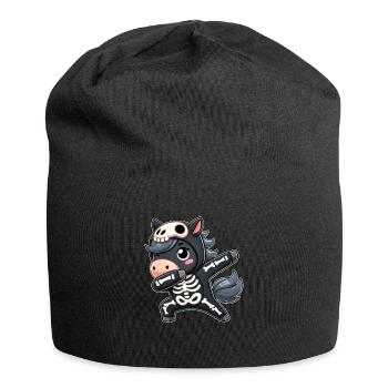 Halloween Skelett Niedliches Pferd Männer Frauen - Jersey-Beanie - Schwarz - Vorne