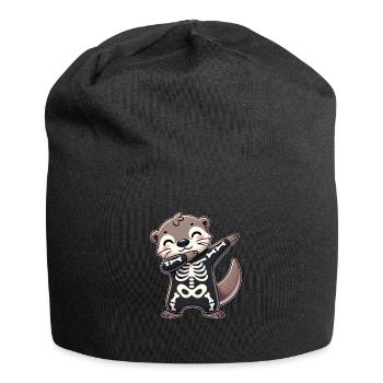 Halloween Skeleton Cute Otter Men Women - Jersey Beanie - black - Front