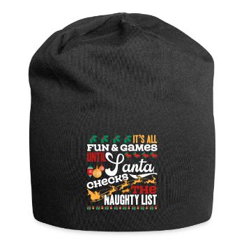 Christmas Santa Checks The Naughty List - Jersey Beanie - black - Front