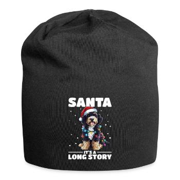 Bernedoodle Christmas Dog Breed Santa - Jersey Beanie - black - Front
