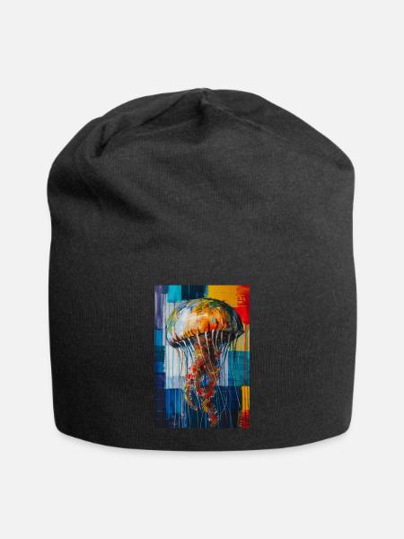 Qualle - Jersey-Beanie - Schwarz