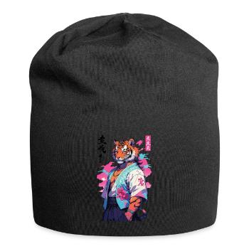 Tiger Yokai Vaporwave Aesthetic Samurai Art - Jersey Beanie - black - Front