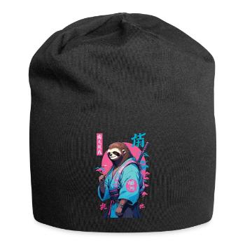 Samurai Faultier Aesthetic Vaporwave Stil - Jersey-Beanie - Schwarz - Vorne