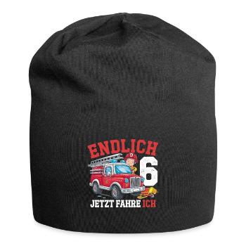 Endlich 6 Jetzt Fahre Ich Feuerwehr - Jersey-Beanie - Schwarz - Vorne