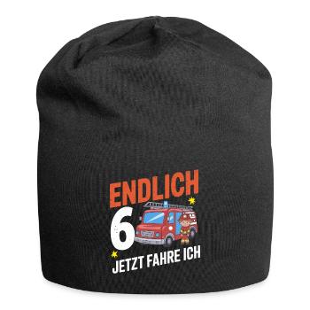 Endlich 6 Jetzt Fahre Ich Feuerwehr - Jersey-Beanie - Schwarz - Vorne