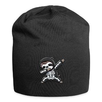Sloth Halloween Skeleton Kids Women Men - Jersey Beanie - black - Front