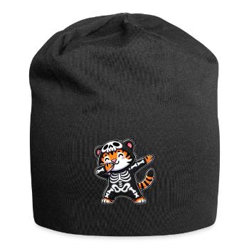 Halloween Skelett Niedlicher Tiger Männer Frauen - Jersey-Beanie - Schwarz - Vorne