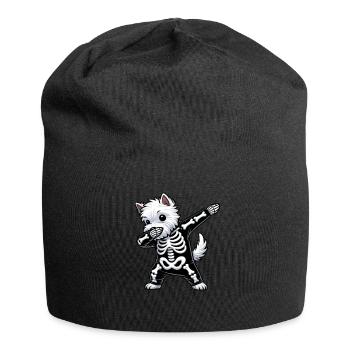 Westie Halloween Skelett Niedlicher West Highland - Jersey-Beanie - Schwarz - Vorne