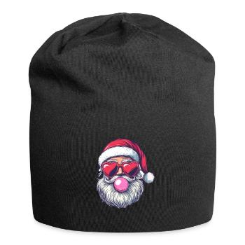 Père Noël drôle avec des lunettes en forme de cœur et du chewing-gum - Bonnet en jersey - noir - Devant