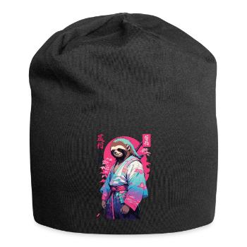 Samurai Faultier Aesthetic Vaporwave Stil - Jersey-Beanie - Schwarz - Vorne