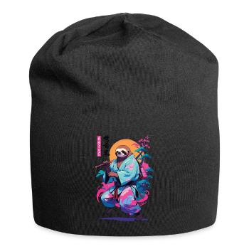 Samurai Faultier Aesthetic Vaporwave Stil - Jersey-Beanie - Schwarz - Vorne