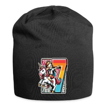Anniversaire 7 ans Licorne Dab - Bonnet en jersey - noir - Devant