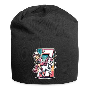 Anniversaire 7 ans Licorne Dab - Bonnet en jersey - noir - Devant