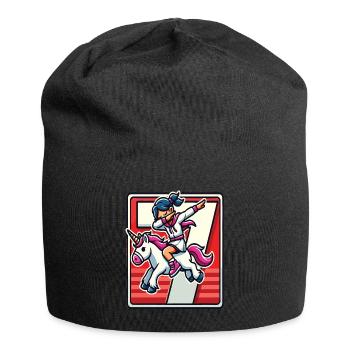 Anniversaire 7 ans Licorne Dab - Bonnet en jersey - noir - Devant