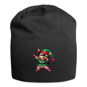 Weihnachten Yorkie Elf Lustiger Yorkshire Terrier - Jersey-Beanie - Schwarz - Vorne