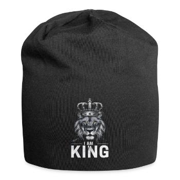 I am king lion with crown - Jersey Beanie - black - Front