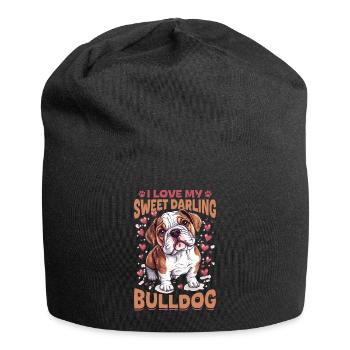 Bouledogue anglais Race de chien I Love My Sweet - Bonnet en jersey - noir - Devant