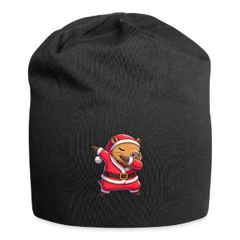 Weihnachten Capybara Santa Funny Wasserschwein - Jersey-Beanie - Schwarz - Vorne