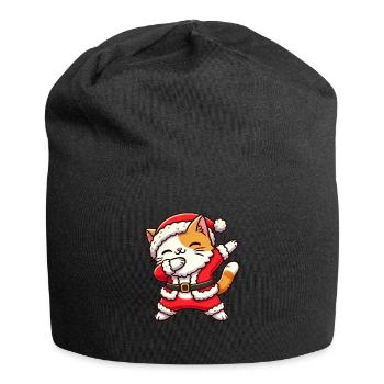 Christmas Cat Santa Claus Funny Cat - Jersey Beanie - black - Front