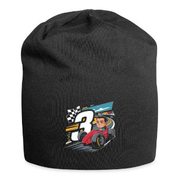 Thème de voiture de course 3ème anniversaire pour les garçons - Bonnet en jersey - noir - Devant