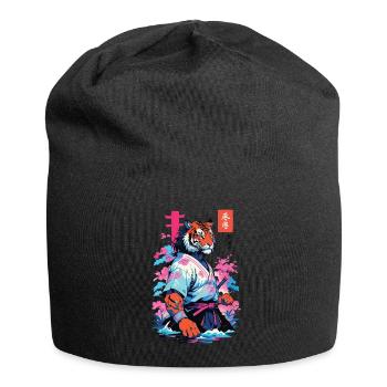 Tiger Yokai & Vaporwave Aesthetic Samurai Art - Jersey Beanie - black - Front