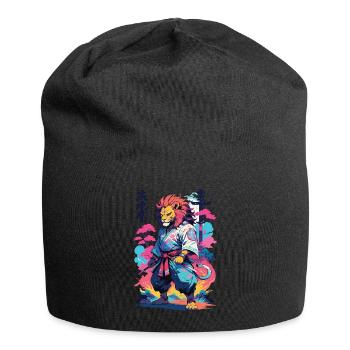 Samouraï Lion Esthétique Vaporwave Style Japon Art - Bonnet en jersey - noir - Devant