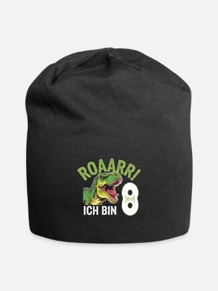 8. Geburtstag 8 Jahre Dino Dinosaurier Fan - Jersey-Beanie - Schwarz