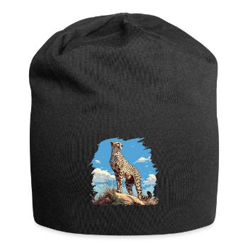 Cheetah Geparde Gepard - Jersey-Beanie - Schwarz - Vorne