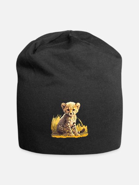 Cheetah Geparde Gepard - Jersey-Beanie - Schwarz