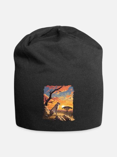 Cheetah Geparde Gepard - Jersey-Beanie - Schwarz