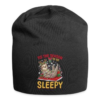 Sloth Christmas Animal Tis the Season to be Sleepy - Jersey Beanie - black - Front