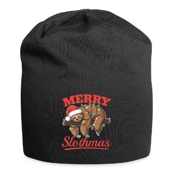 Paresseux Noël Animal Joyeux Slothmas - Bonnet en jersey - noir - Devant