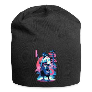 Tanuki Yokai Vaporwave Aesthetic Samurai Art - Jersey Beanie - black - Front