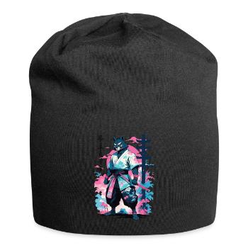Tanuki Yokai Vaporwave Aesthetic Samurai Art - Jersey Beanie - black - Front