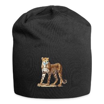 Cheetah Geparde Gepard - Jersey-Beanie - Schwarz - Vorne