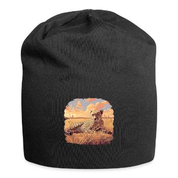 Cheetah Geparde Gepard - Jersey-Beanie - Schwarz - Vorne