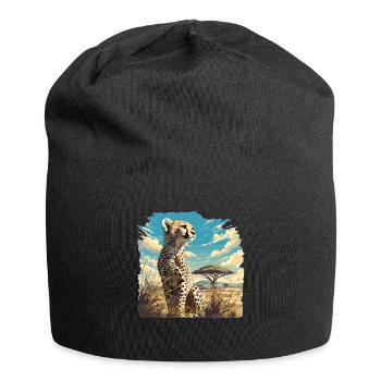 Cheetah Geparde Gepard - Jersey-Beanie - Schwarz - Vorne
