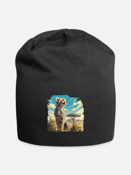 Cheetah Geparde Gepard - Jersey-Beanie - Schwarz