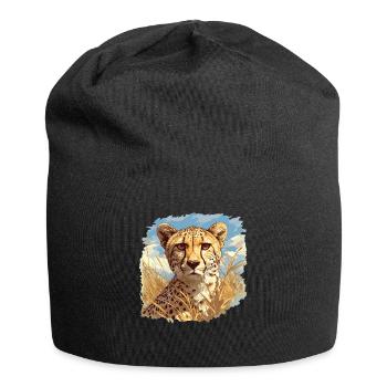 Cheetah Geparde Gepard - Jersey-Beanie - Schwarz - Vorne