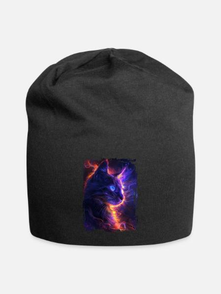 Katze - Jersey-Beanie - Schwarz