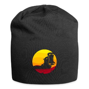 Nilpferd Retro Sunset Hippo Kinder - Jersey-Beanie - Schwarz - Vorne