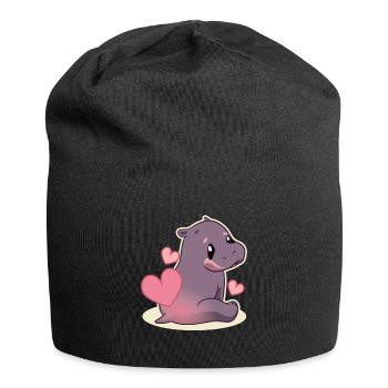Kawaii Nilpferd Süß Hippo Kinder - Jersey-Beanie - Schwarz - Vorne