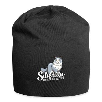 Sibirische Katze: Weil Es Auf Die Größe Ankommt - Jersey-Beanie - Schwarz - Vorne