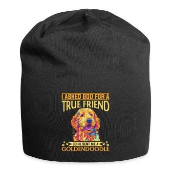 Race de chien Goldendoodle J’ai demandé à Dieu un vrai - Bonnet en jersey - noir - Devant