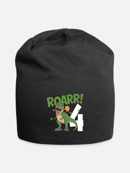 4. Geburtstag 4 Jahre Dino Dinosaurier Fan - Jersey-Beanie - Schwarz
