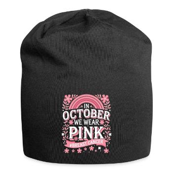 In October We Wear Pink Horror Breast Cancer - Jersey-Beanie - Schwarz - Vorne