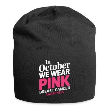 In October We Wear Pink Horror Breast Cancer - Jersey-Beanie - Schwarz - Vorne