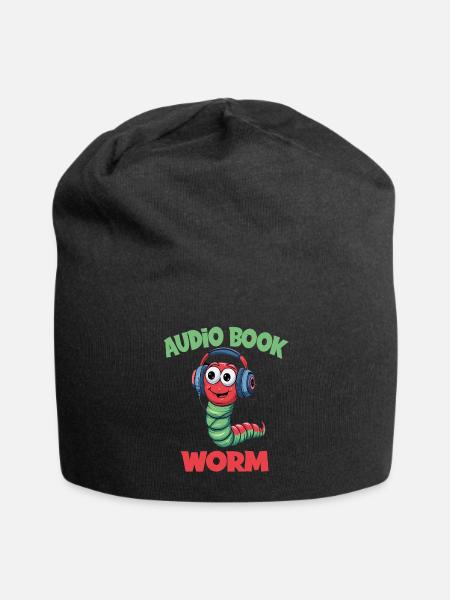 Audio Book Worm Hörbuch Hörspiel für Hörbuch - Jersey-Beanie - Schwarz