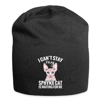 "I can't stay, my Sphynx cat is waiting - Jersey Beanie - black - Front